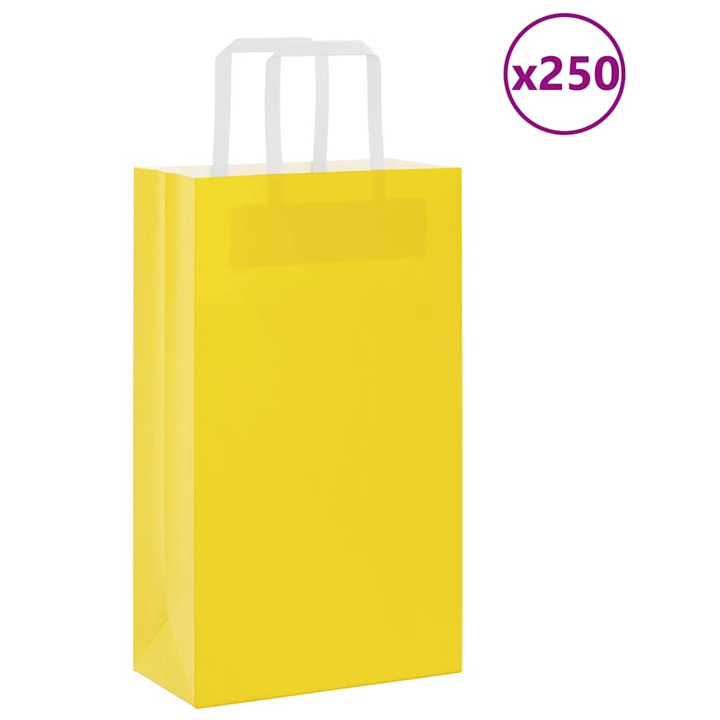 Bolsas de papel con asas 250 uds amarillas 15x8x21 cm