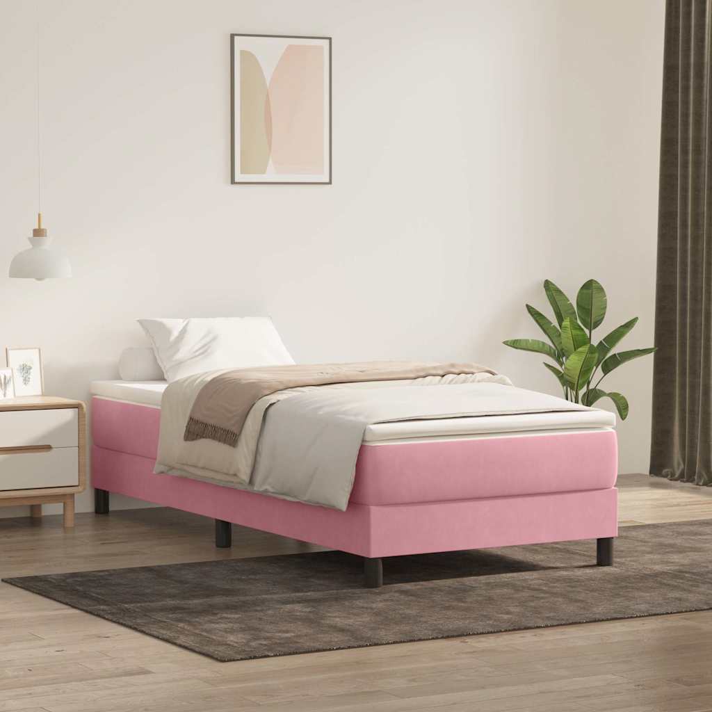Cama box spring con colchón cuero sintético blanco 100x200 cm