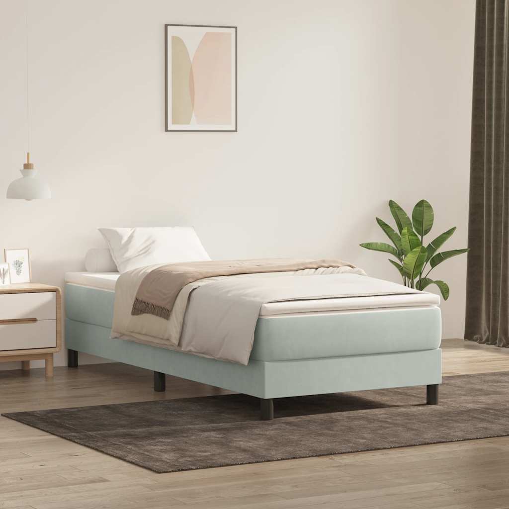 Cama box spring con colchón cuero sintético blanco 100x200 cm