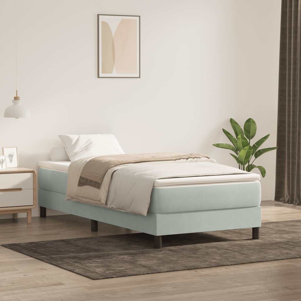Cama box spring con colchón cuero sintético blanco 100x200 cm