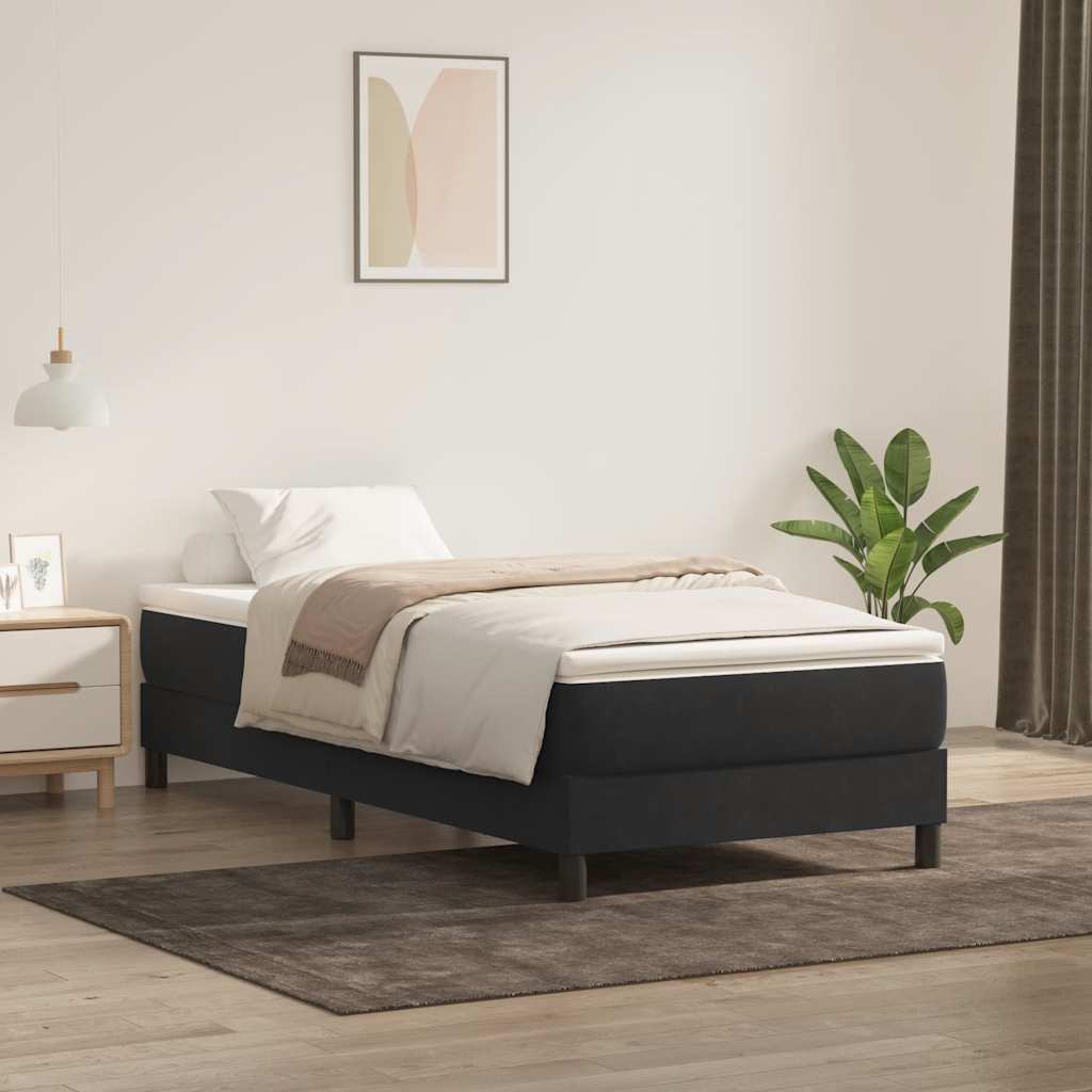 Cama box spring con colchón cuero sintético blanco 100x200 cm