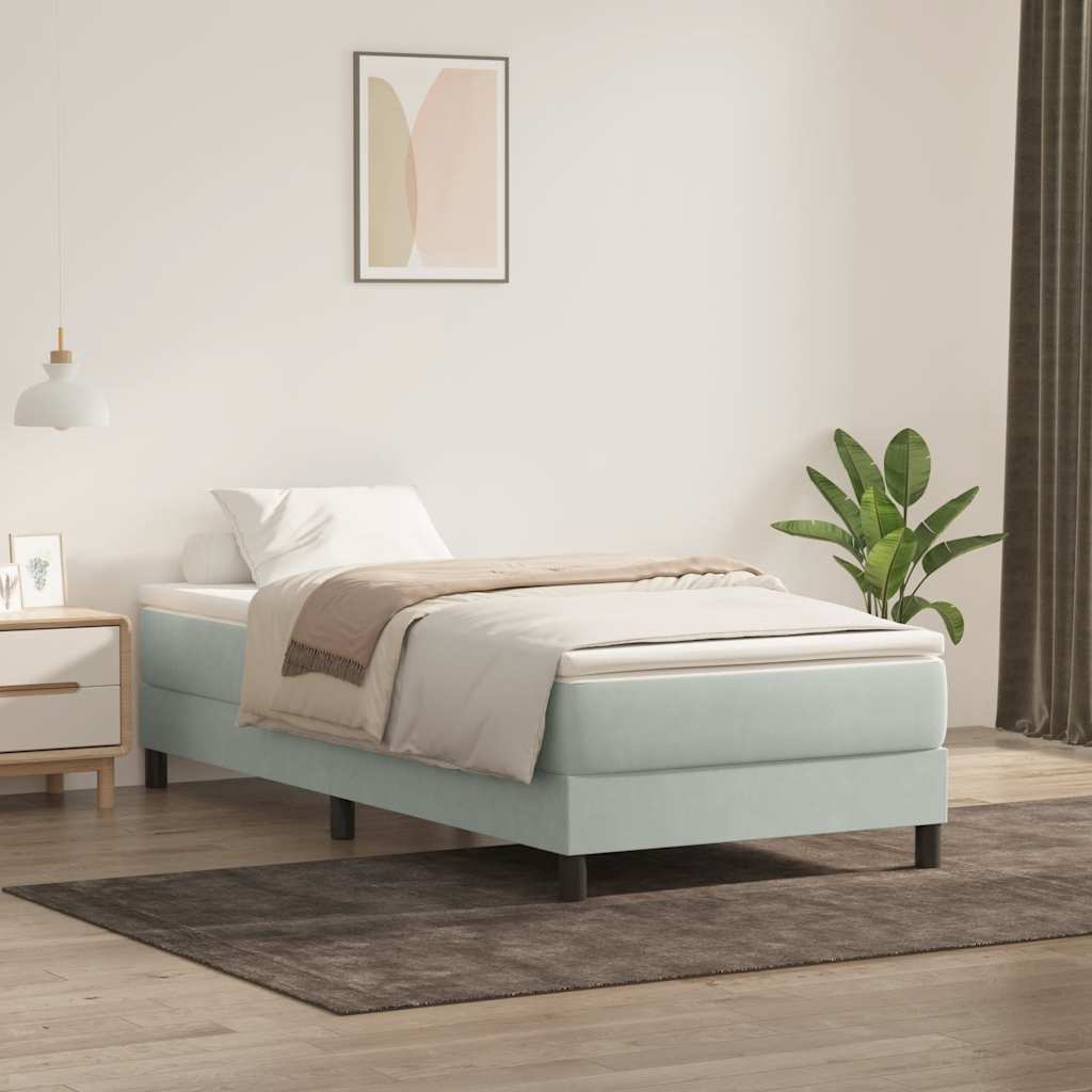Cama box spring con colchón cuero sintético blanco 100x200 cm