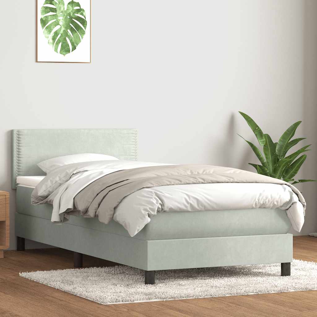 Cama box spring con colchón cuero sintético blanco 100x200 cm