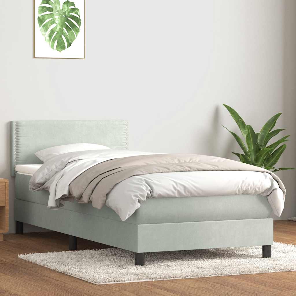 Cama box spring con colchón cuero sintético blanco 100x200 cm