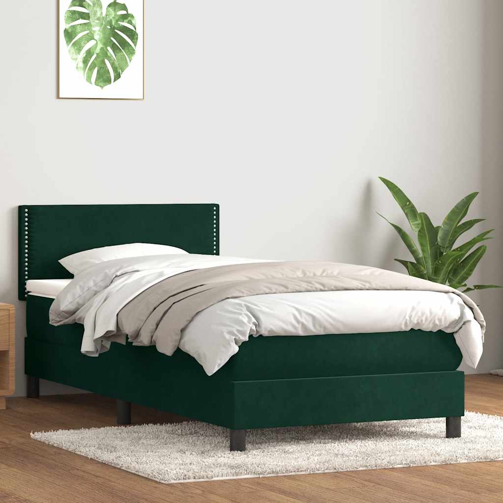 Cama box spring con colchón cuero sintético blanco 100x200 cm