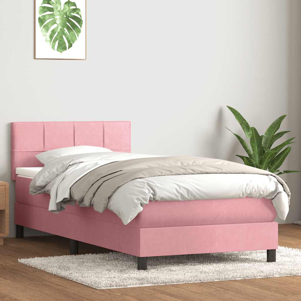 Cama box spring con colchón cuero sintético blanco 100x200 cm