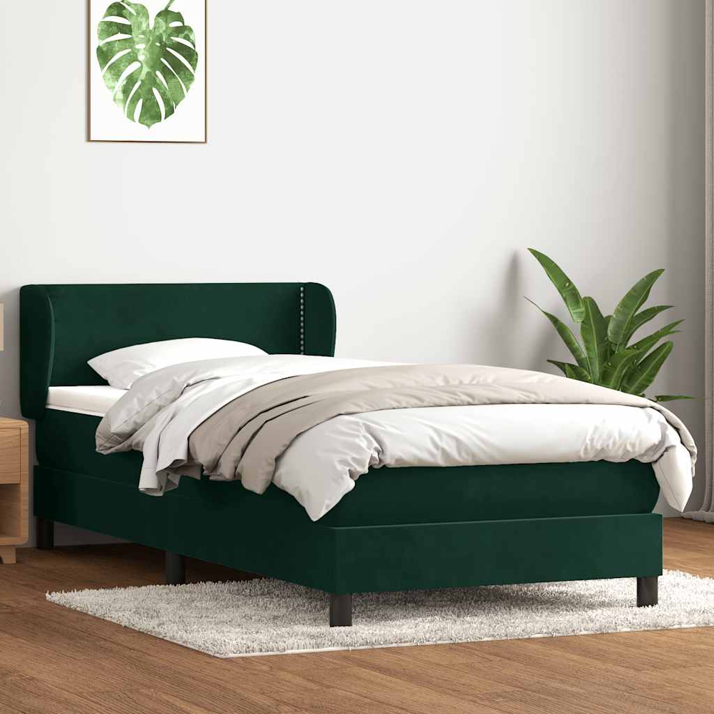 Cama box spring con colchón cuero sintético blanco 100x200 cm