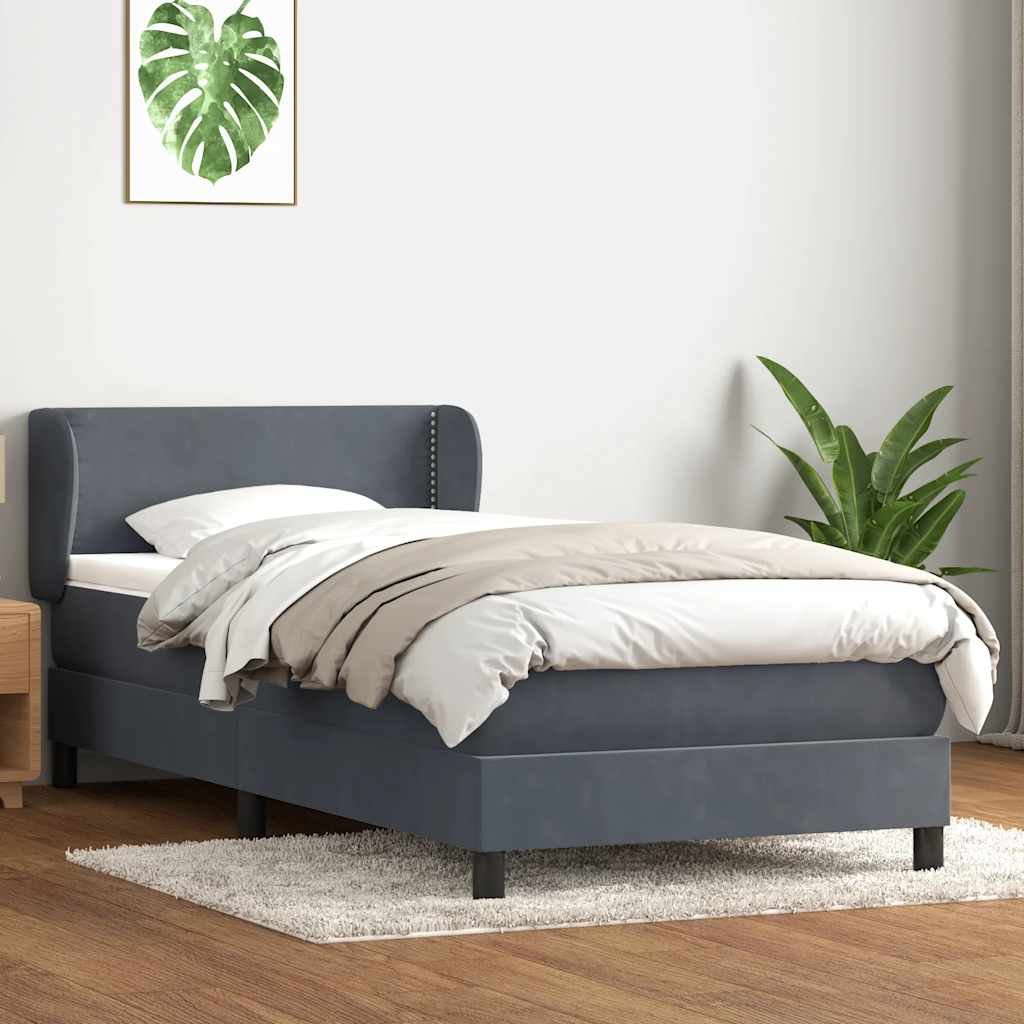 Cama box spring con colchón cuero sintético blanco 100x200 cm