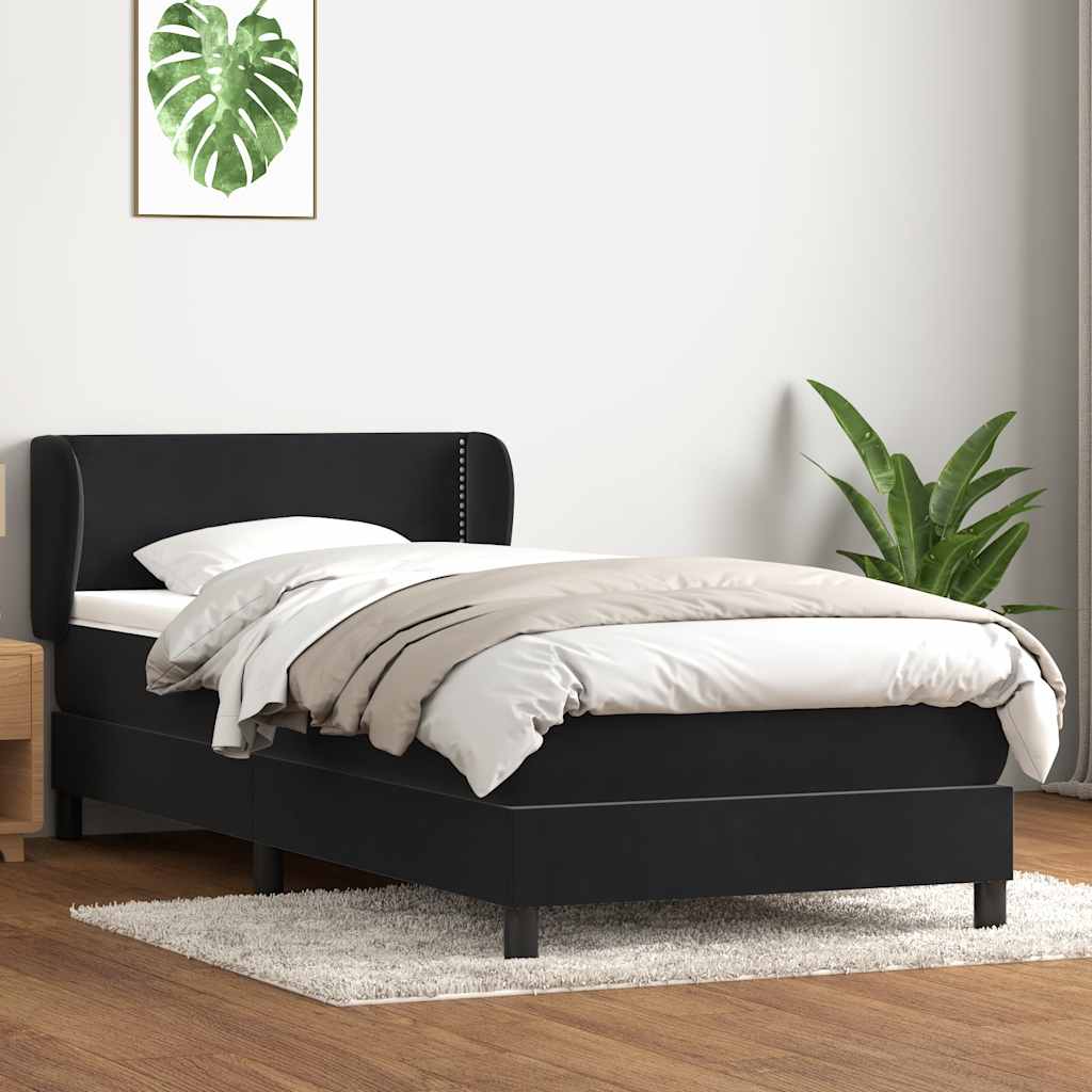 Cama box spring con colchón cuero sintético blanco 100x200 cm