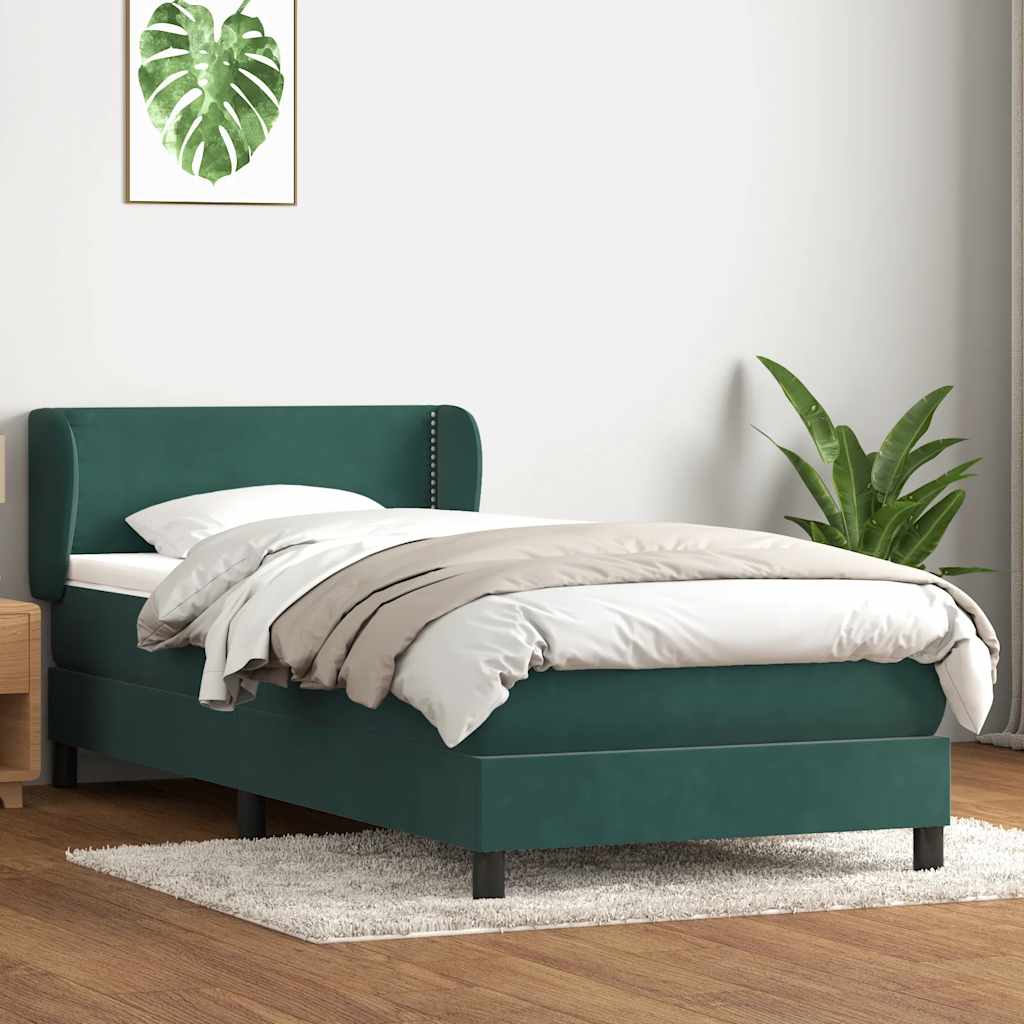 Cama box spring con colchón cuero sintético blanco 100x200 cm