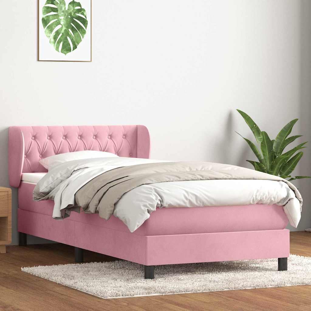 Cama box spring con colchón cuero sintético blanco 100x200 cm