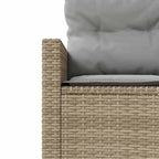 Sofá de jardín semicircular con cojines ratán sintético beige