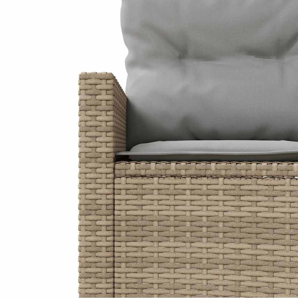 Sofá de jardín semicircular con cojines ratán sintético beige