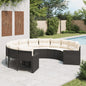 Round garden sofa with beige synthetic rattan cushions