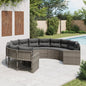 Round garden sofa with beige synthetic rattan cushions