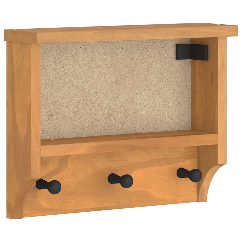 Perchero de pared SANDNES 45x12x35 cm madera maciza de pino