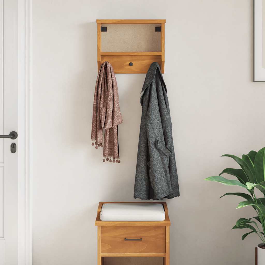 Perchero de pared SANDNES 45x12x35 cm madera maciza de pino
