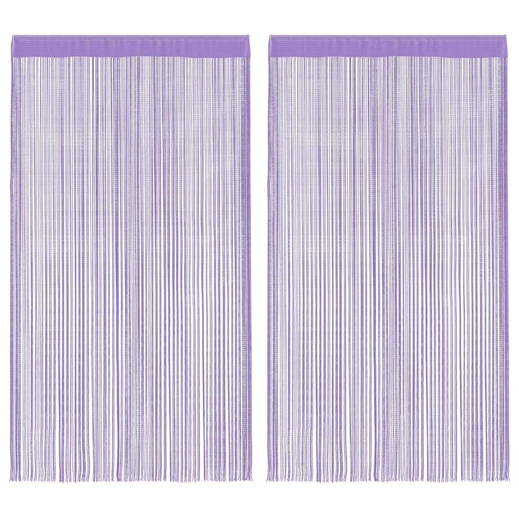 Cortinas de cuerdas 2 uds morado 100x250 cm