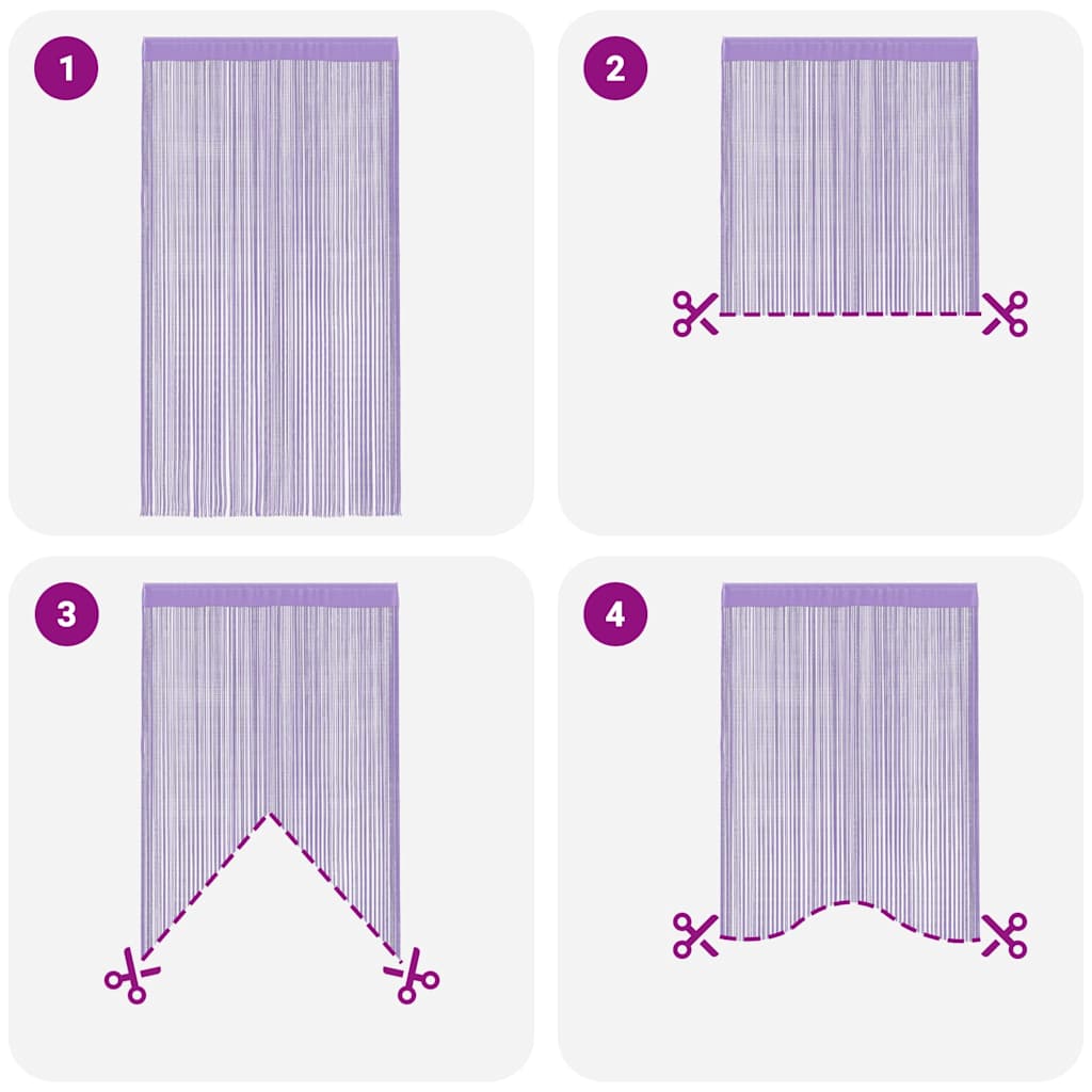 Cortinas de cuerdas 2 uds morado 100x250 cm