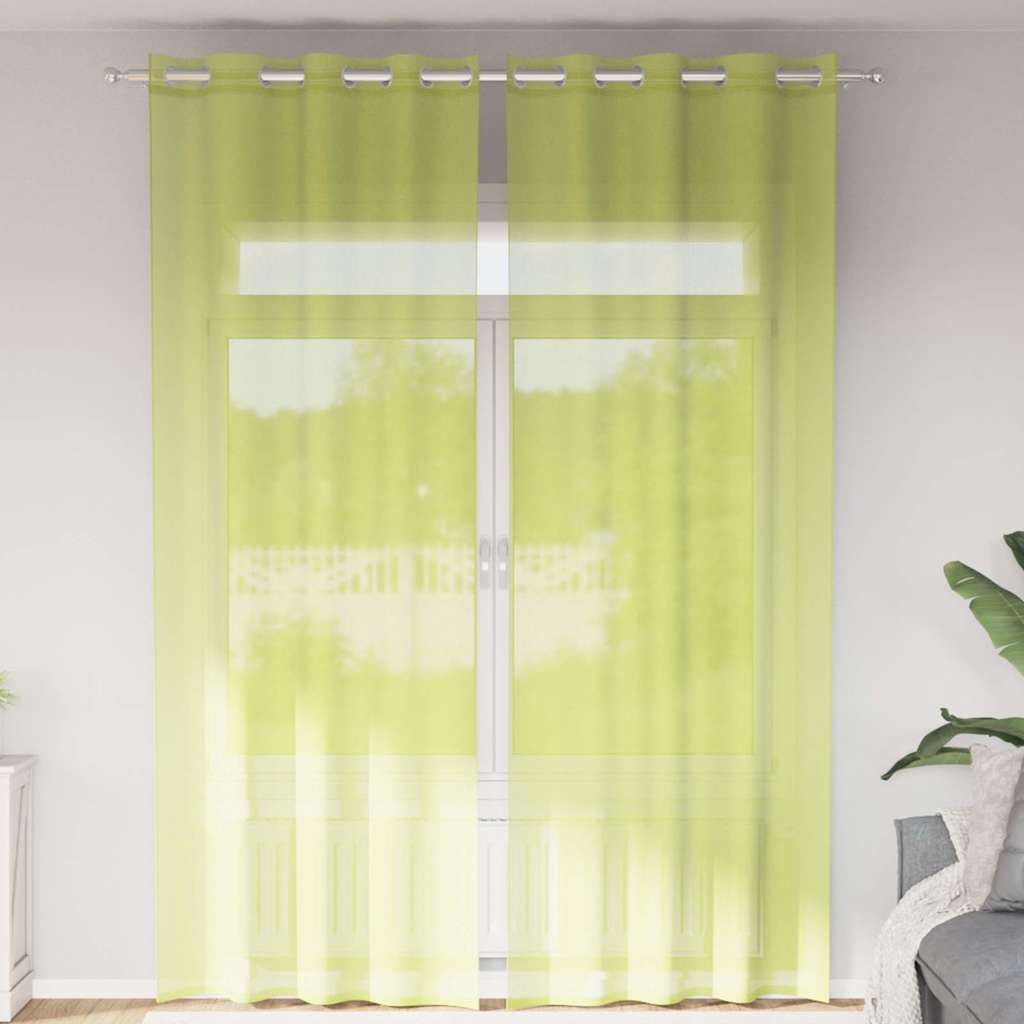 Cortinas de gasa con bolsillos para varillas 2 uds. amarillo