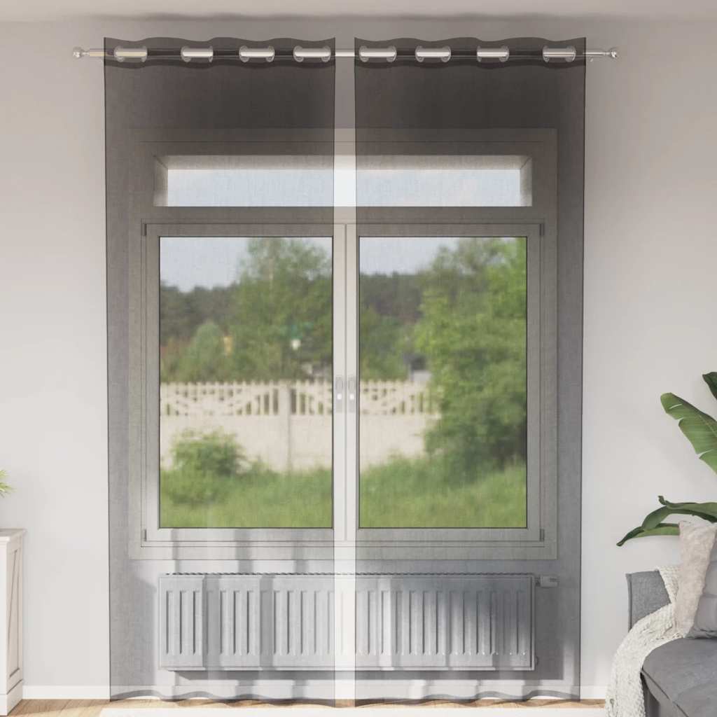 Cortinas de gasa con bolsillos para varillas 2 uds. amarillo