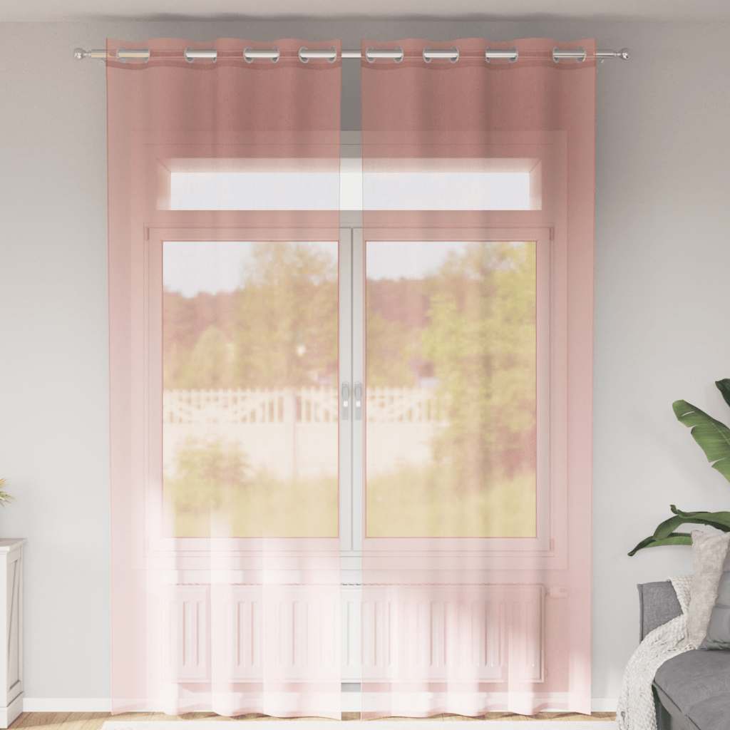 Cortinas de gasa con bolsillos para varillas 2 uds. amarillo