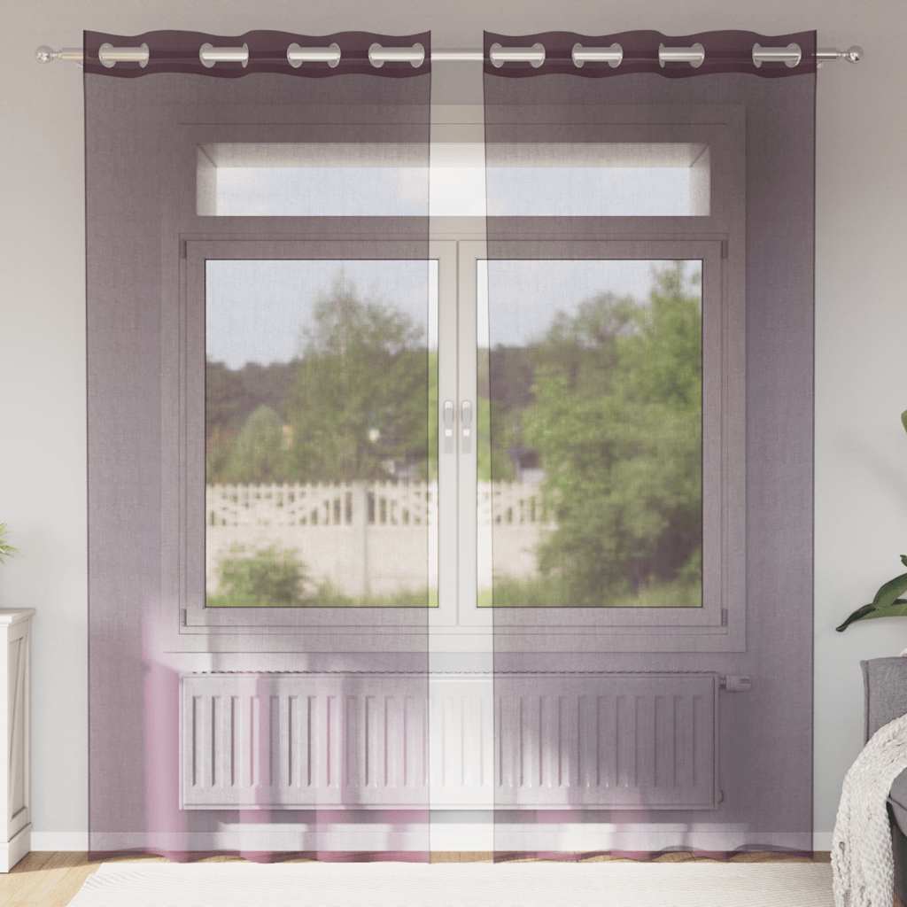 Cortinas de gasa con bolsillos para varillas 2 uds. amarillo