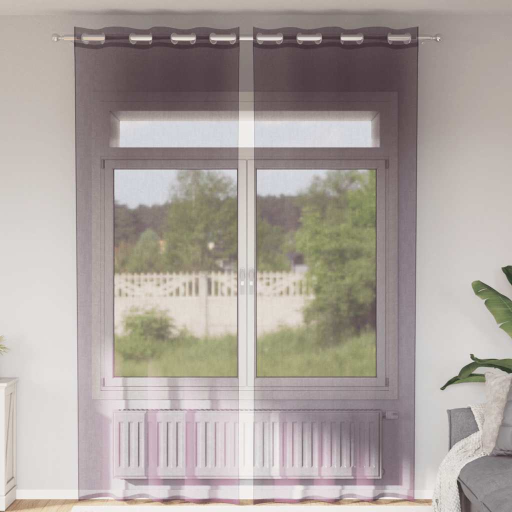 Cortinas de gasa con bolsillos para varillas 2 uds. amarillo