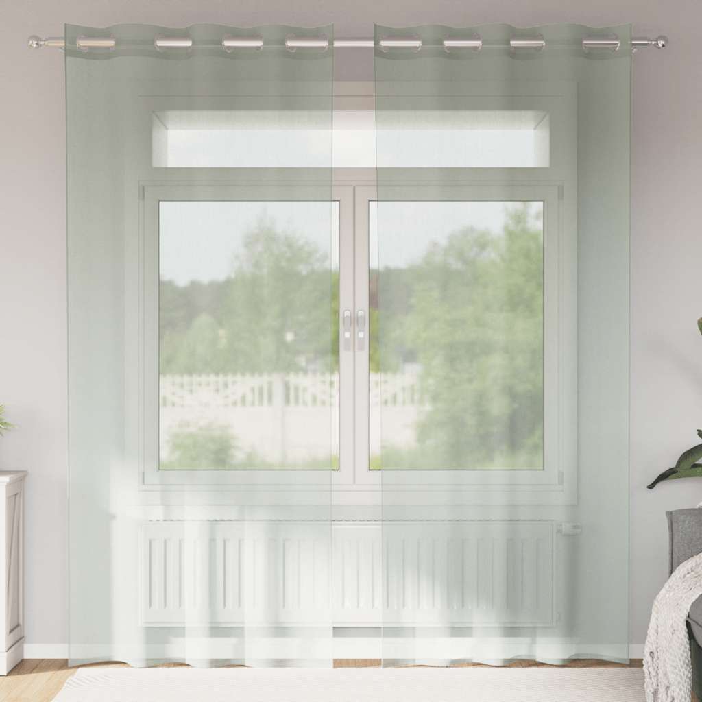 Cortinas de gasa con bolsillos para varillas 2 uds. amarillo