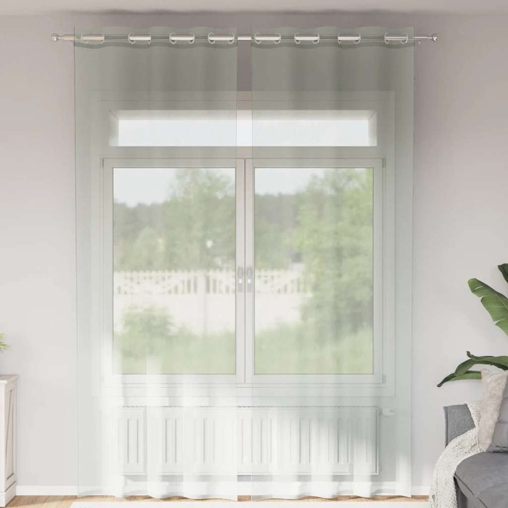 Cortinas de gasa con bolsillos para varillas 2 uds. amarillo