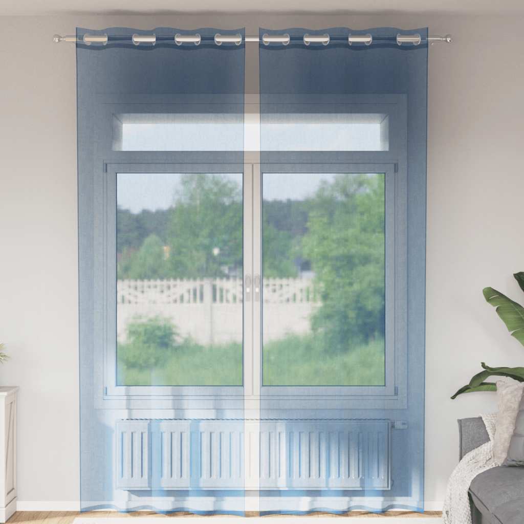 Cortinas de gasa con bolsillos para varillas 2 uds. amarillo