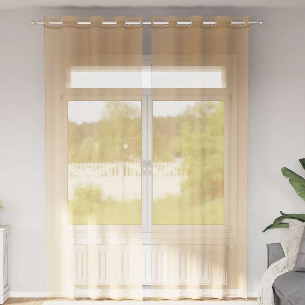 Cortinas de gasa con bolsillos para varillas 2 uds. amarillo