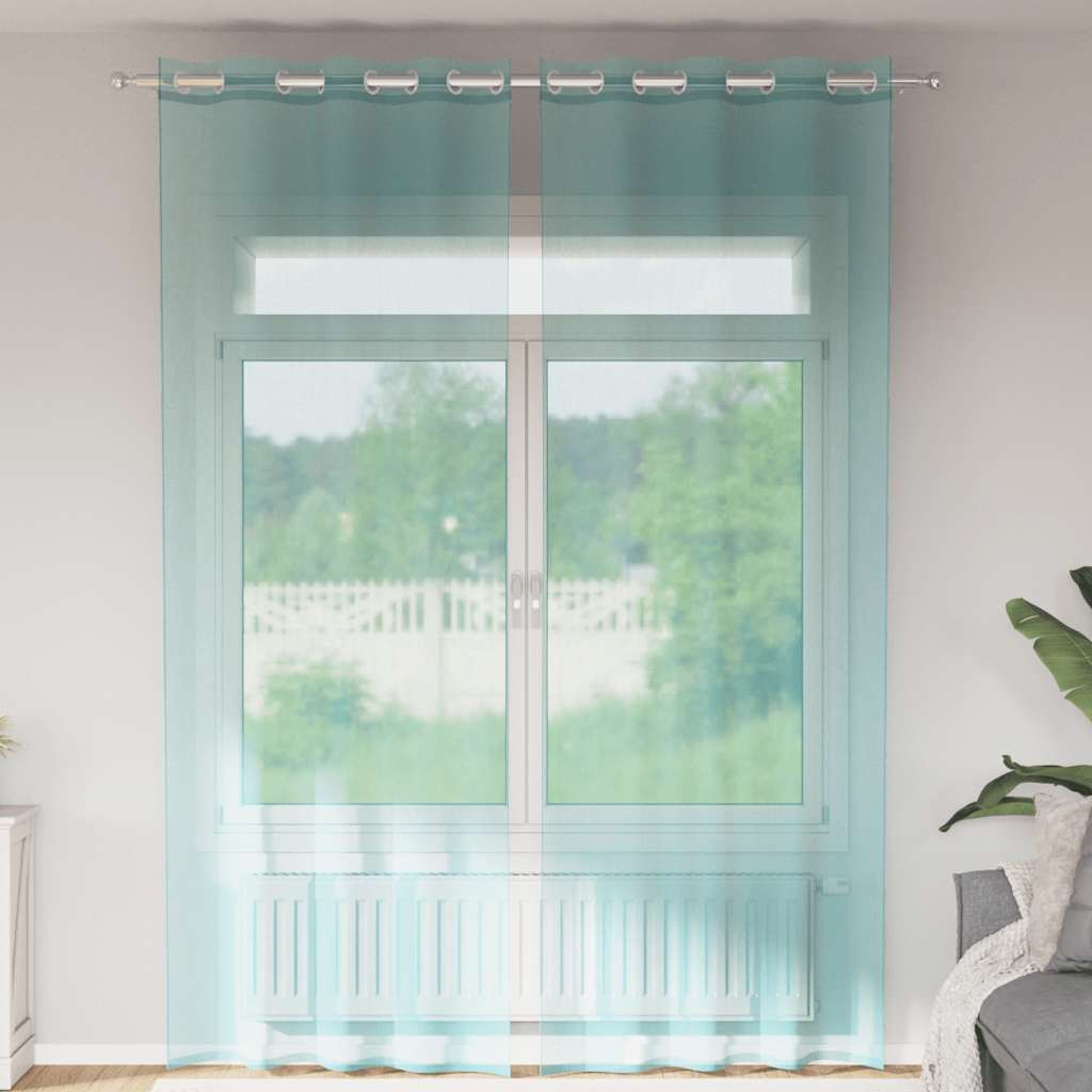Cortinas de gasa con bolsillos para varillas 2 uds. amarillo