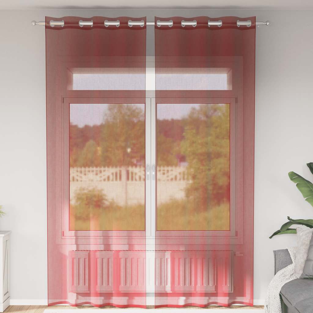Cortinas de gasa con bolsillos para varillas 2 uds. amarillo