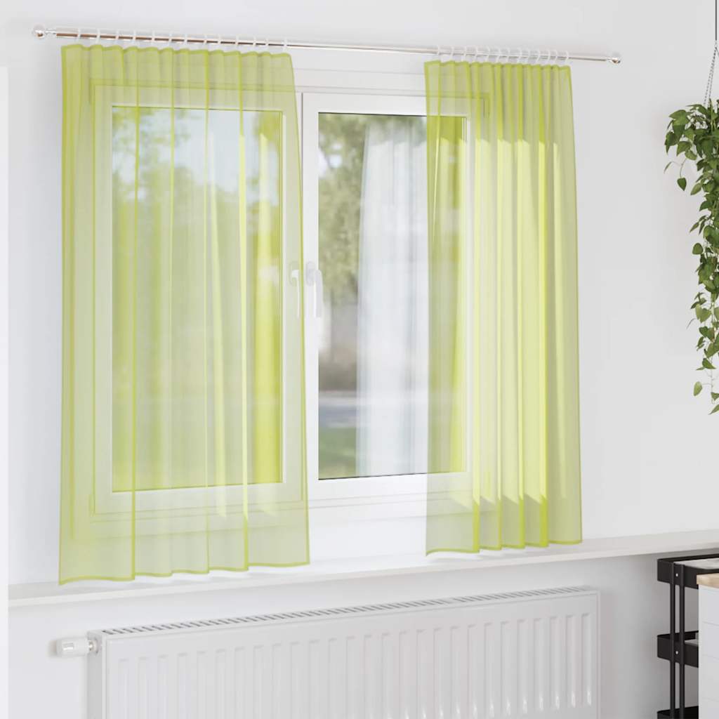 Cortinas de gasa con bolsillos para varillas 2 uds. amarillo
