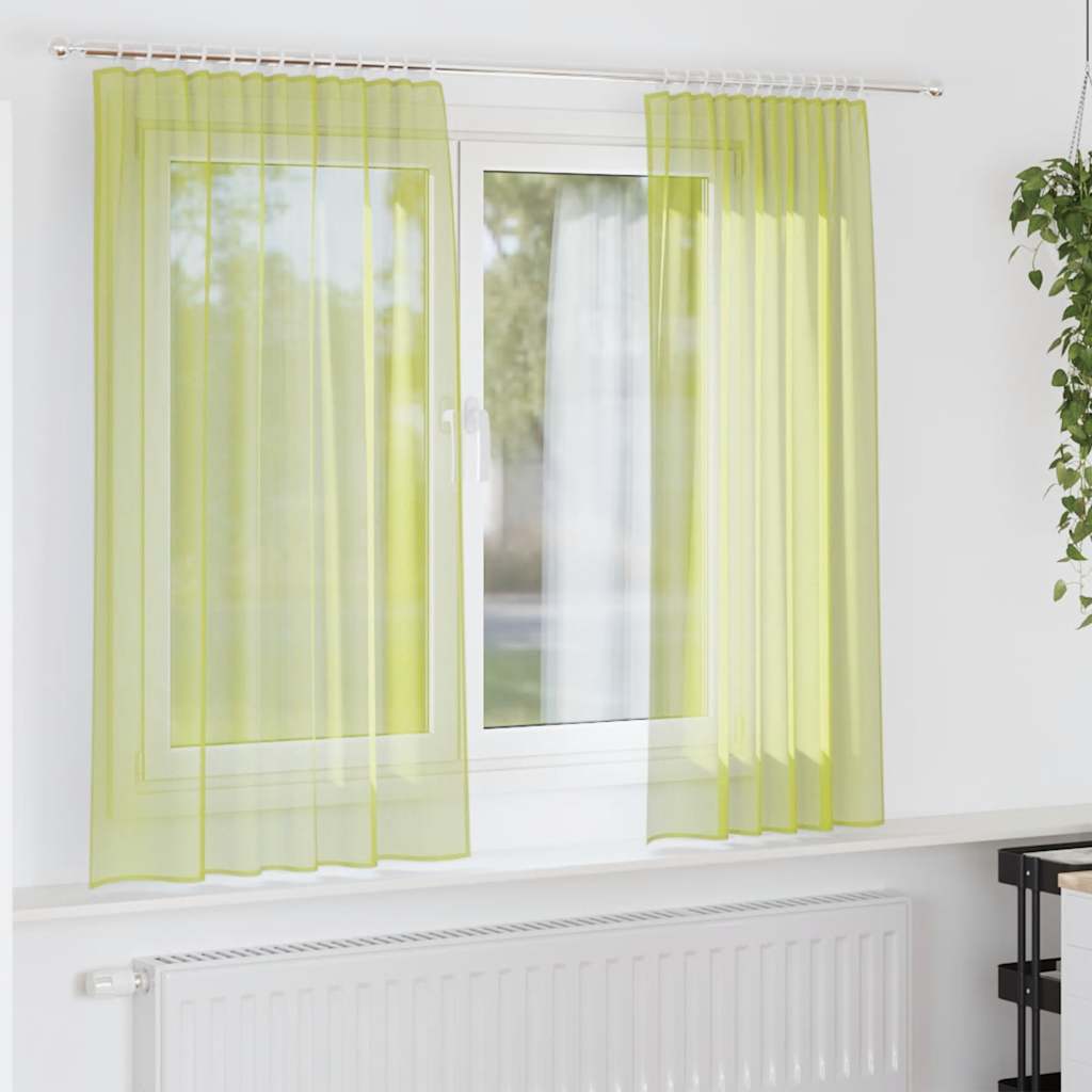 Cortinas de gasa con bolsillos para varillas 2 uds. amarillo