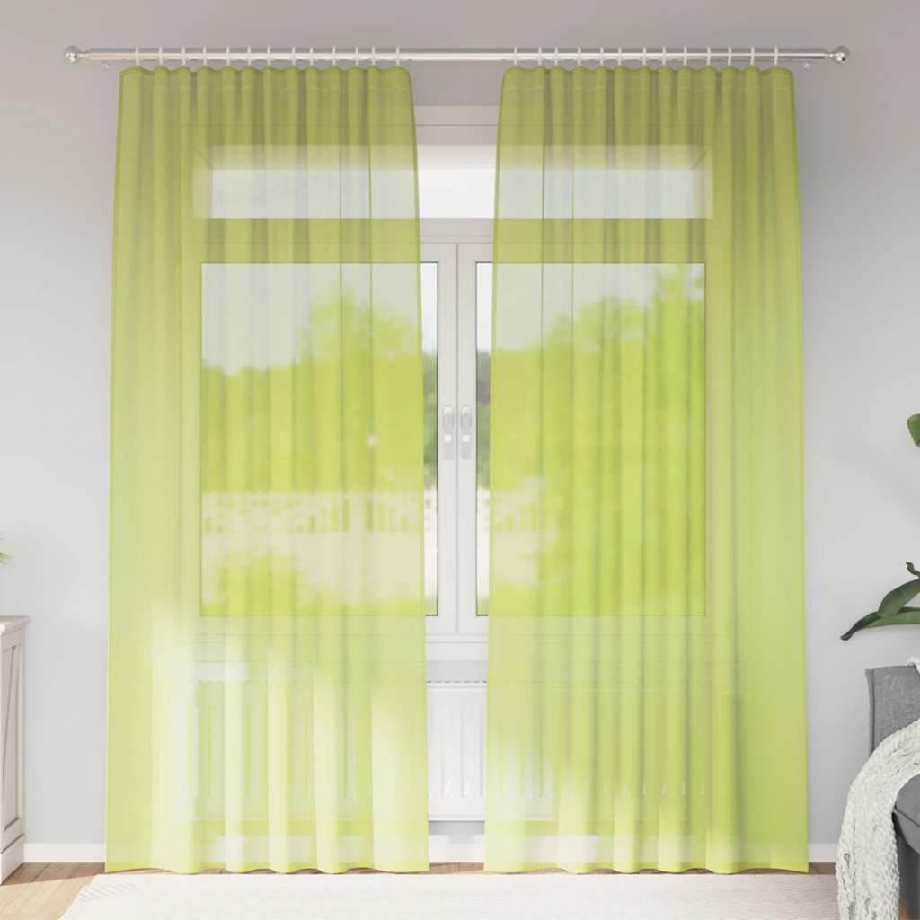 Cortinas de gasa con bolsillos para varillas 2 uds. amarillo