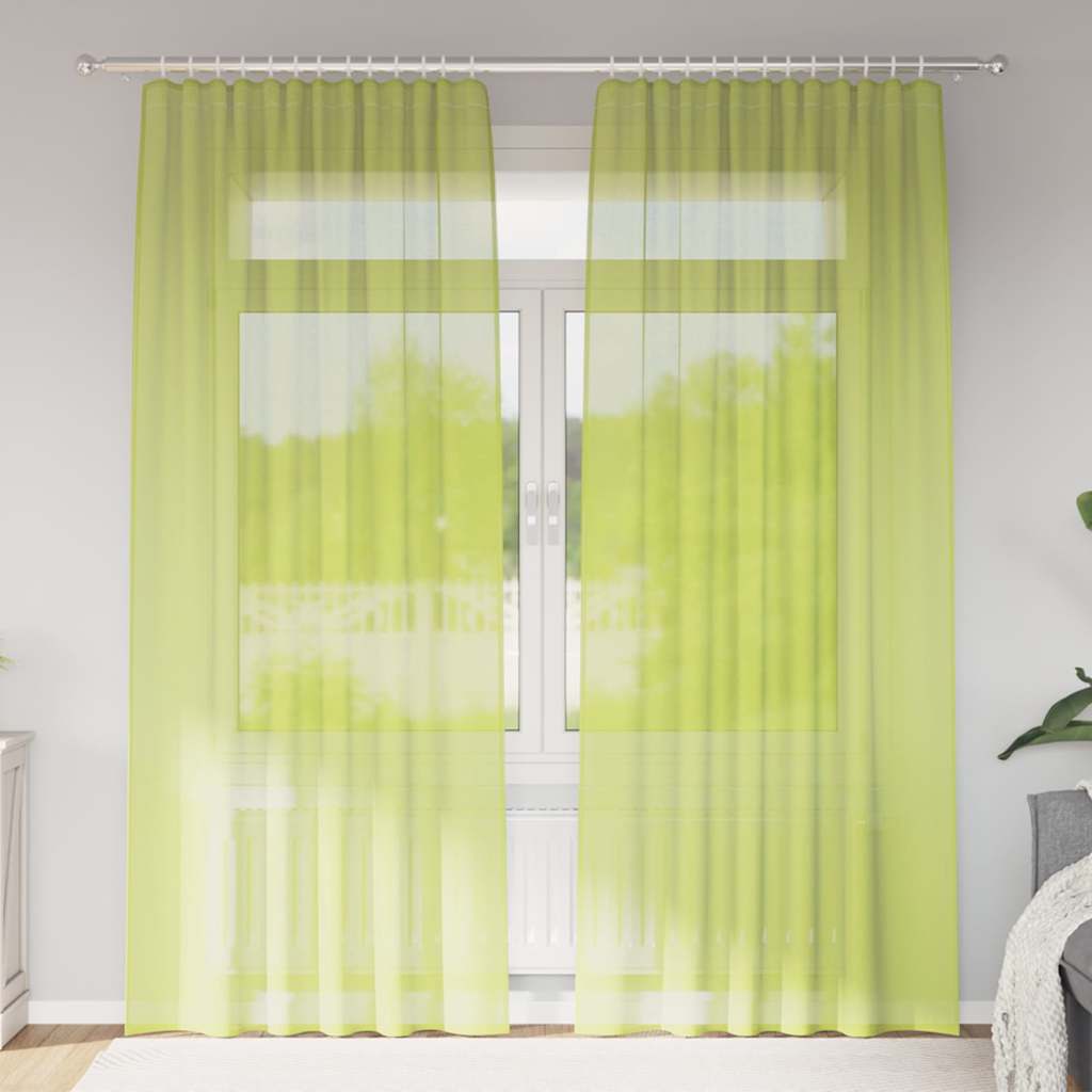 Cortinas de gasa con bolsillos para varillas 2 uds. amarillo