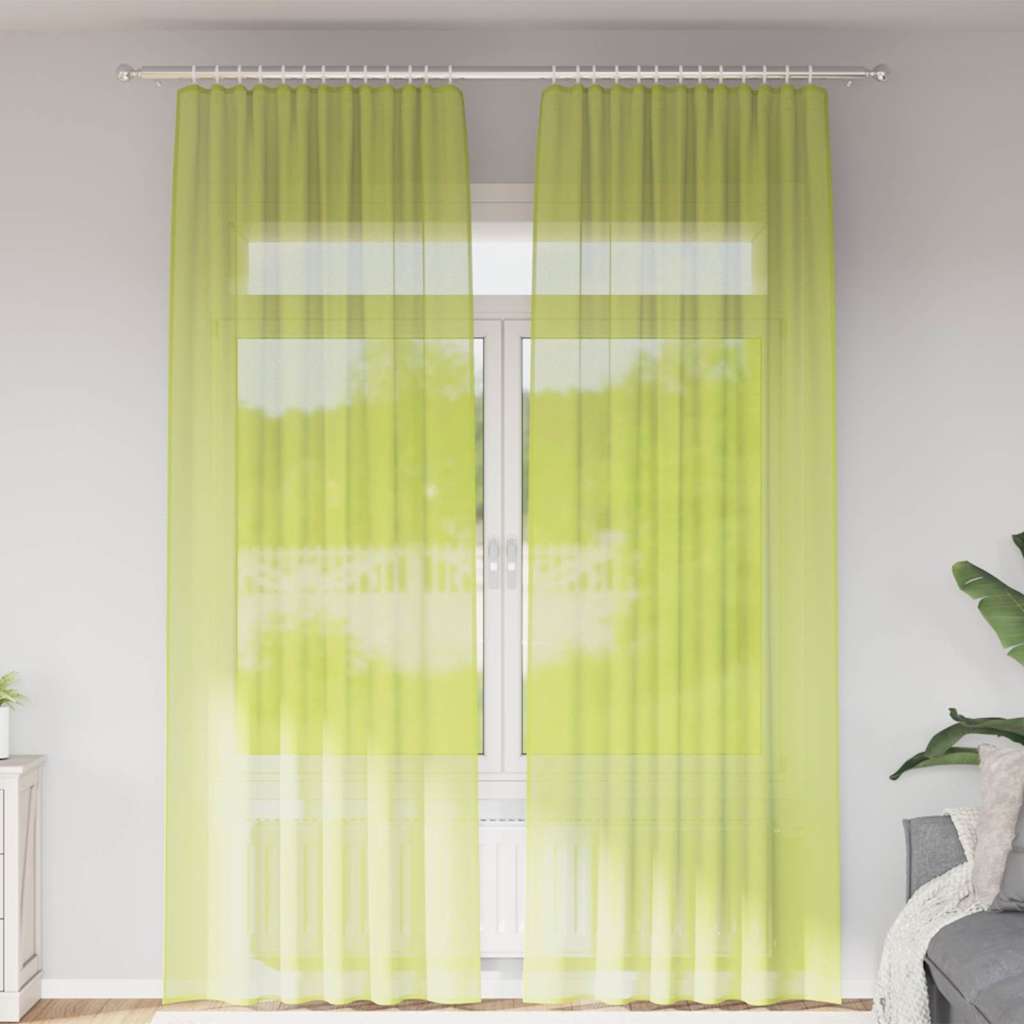 Cortinas de gasa con bolsillos para varillas 2 uds. amarillo