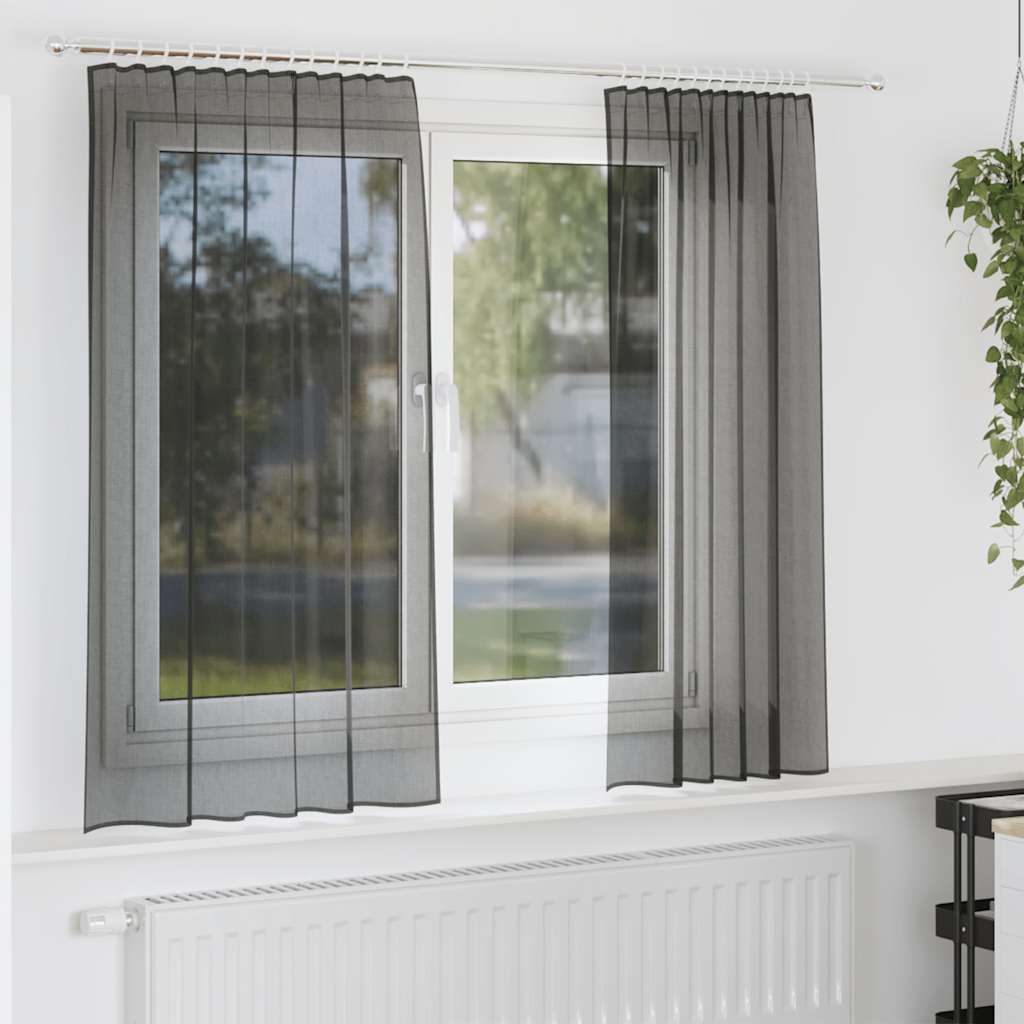 Cortinas de gasa con bolsillos para varillas 2 uds. amarillo