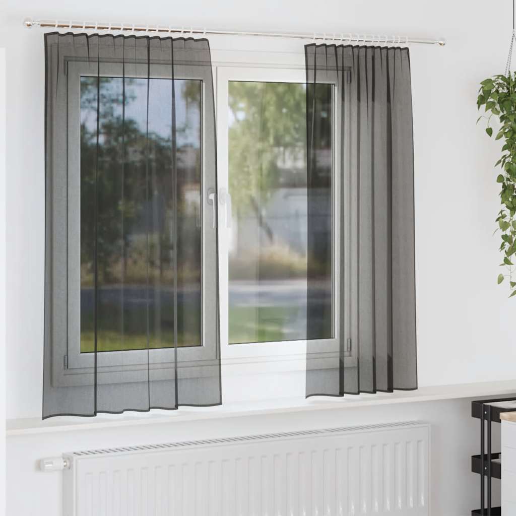 Cortinas de gasa con bolsillos para varillas 2 uds. amarillo