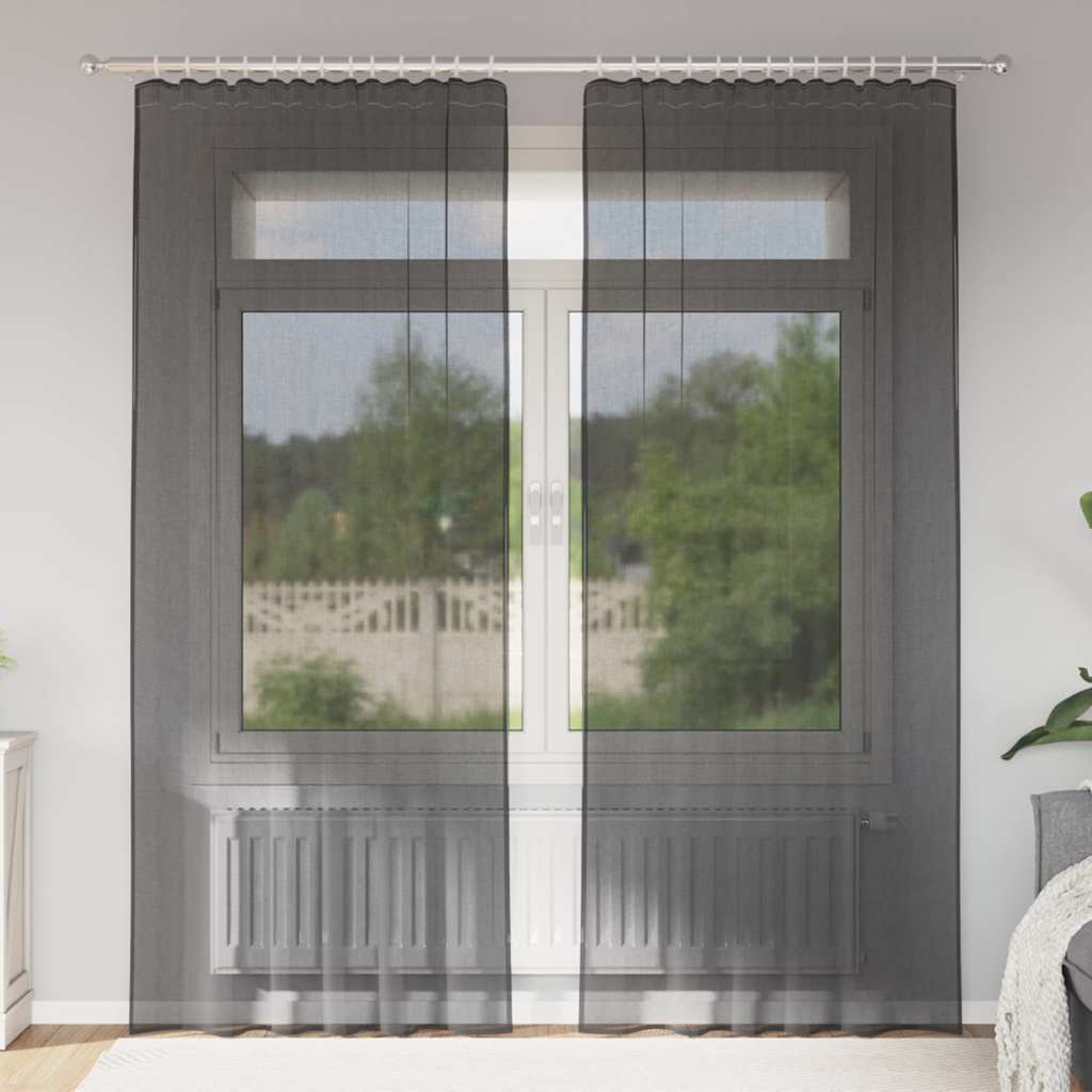 Cortinas de gasa con bolsillos para varillas 2 uds. amarillo