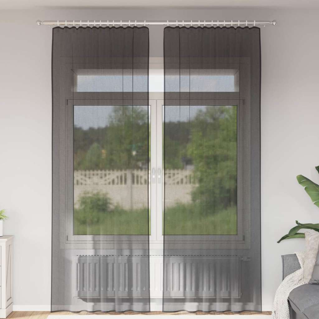 Cortinas de gasa con bolsillos para varillas 2 uds. amarillo
