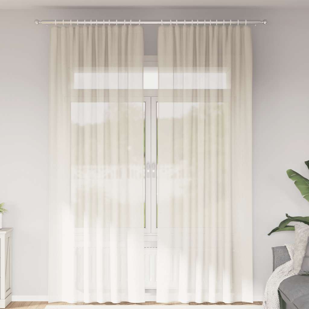 Cortinas de gasa con bolsillos para varillas 2 uds. amarillo