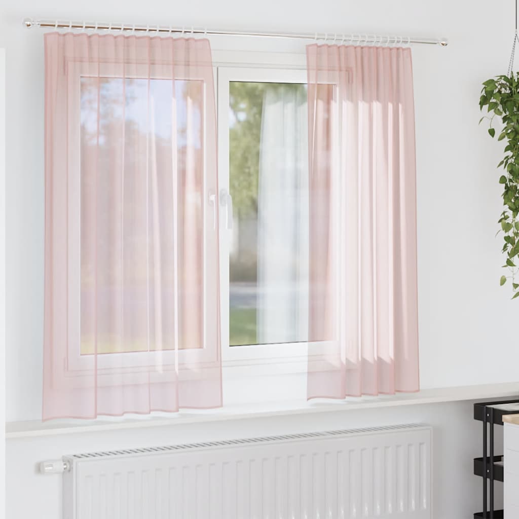 Cortinas de gasa con bolsillos para varillas 2 uds. amarillo