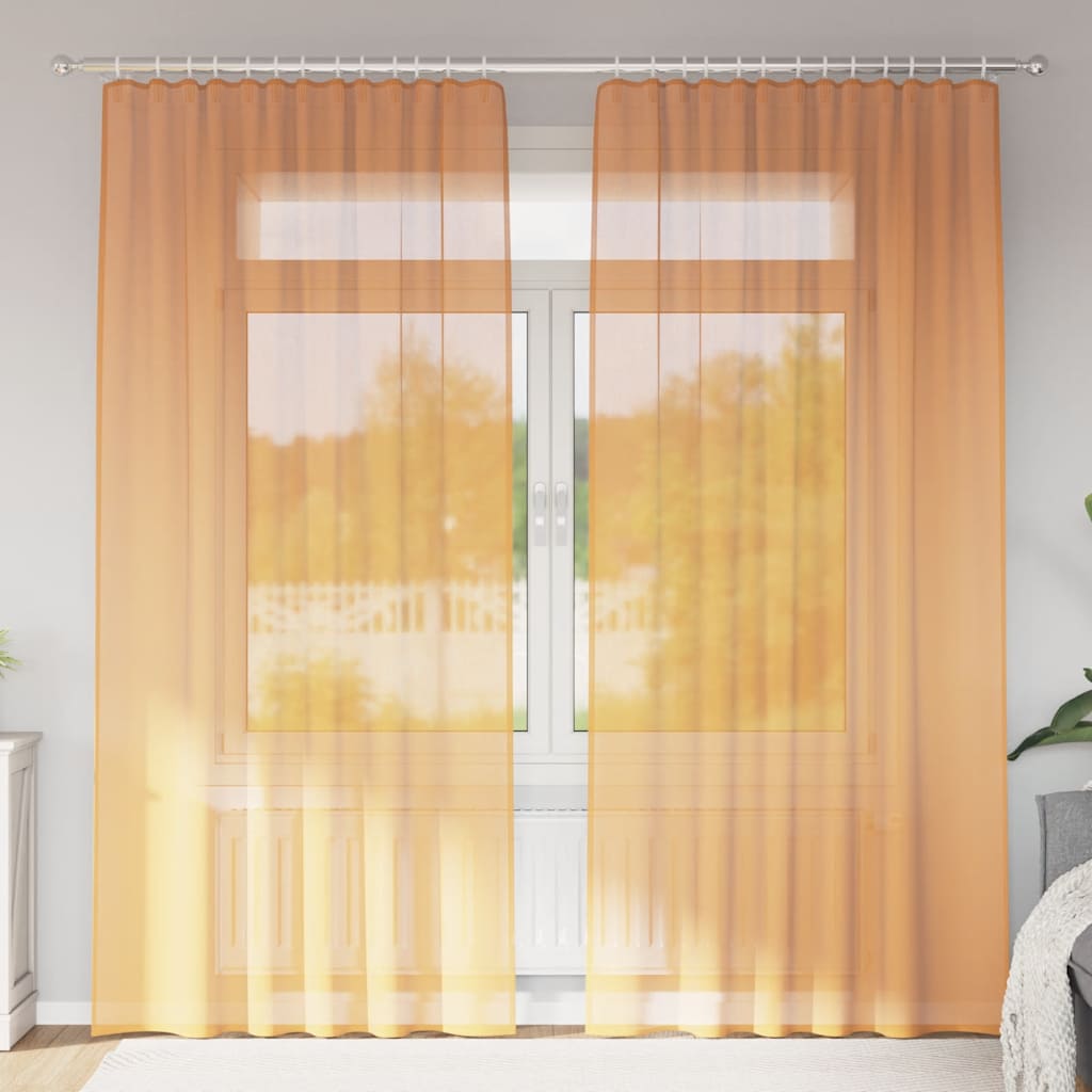 Cortinas de gasa con bolsillos para varillas 2 uds. amarillo