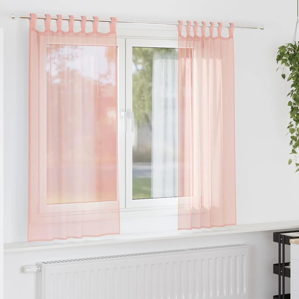 Cortinas de gasa con bolsillos para varillas 2 uds. amarillo