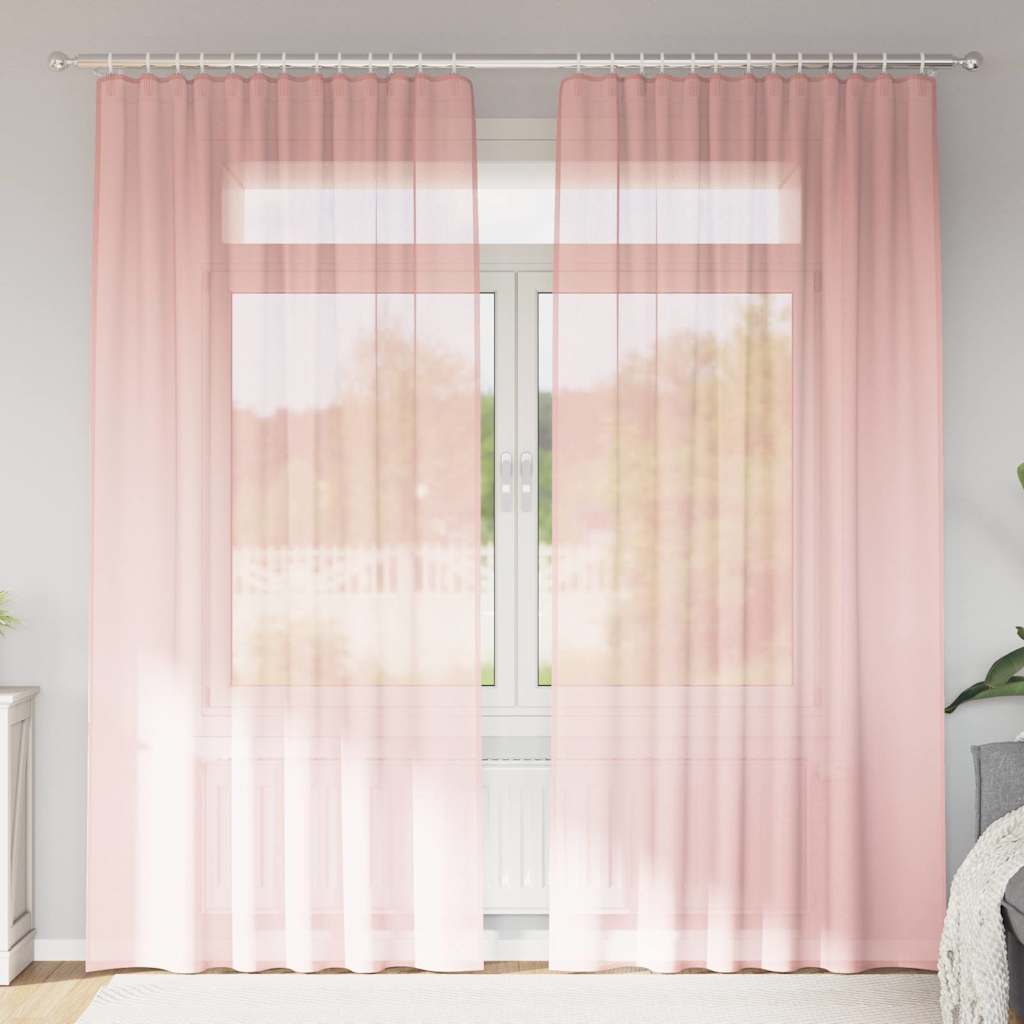 Cortinas de gasa con bolsillos para varillas 2 uds. amarillo