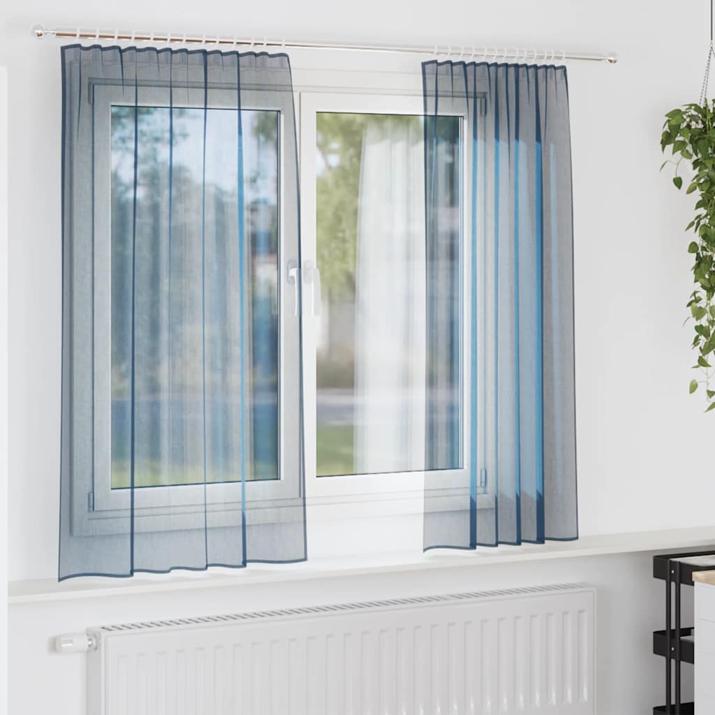 Cortinas de gasa con bolsillos para varillas 2 uds. amarillo