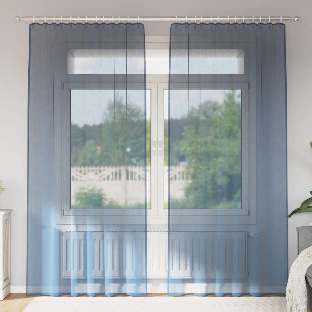 Cortinas de gasa con bolsillos para varillas 2 uds. amarillo